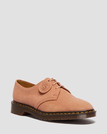 Pink Women's Dr Martens 1461 Made in England Nubuck Leather Oxfords Shoes | CA 356XYU